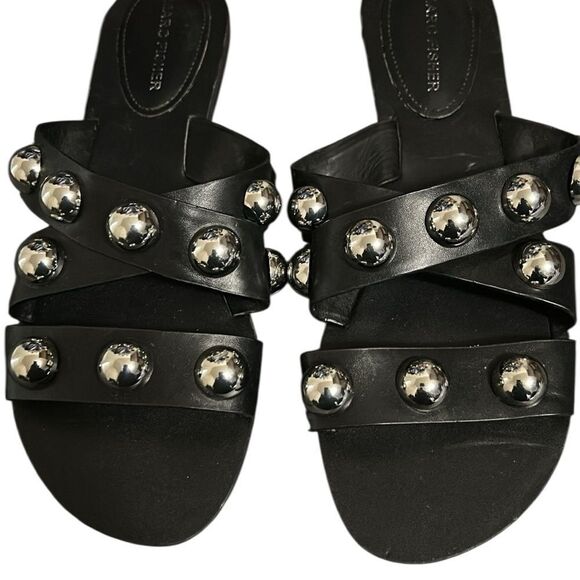 Marc Fischer Studded Slip on Black/Silver Sandals(Size 9M) - Picture 4 of 8